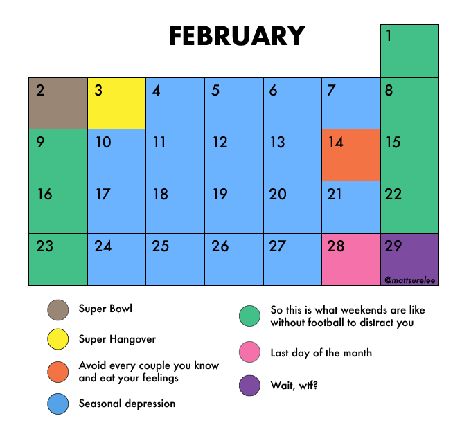 February's schedule