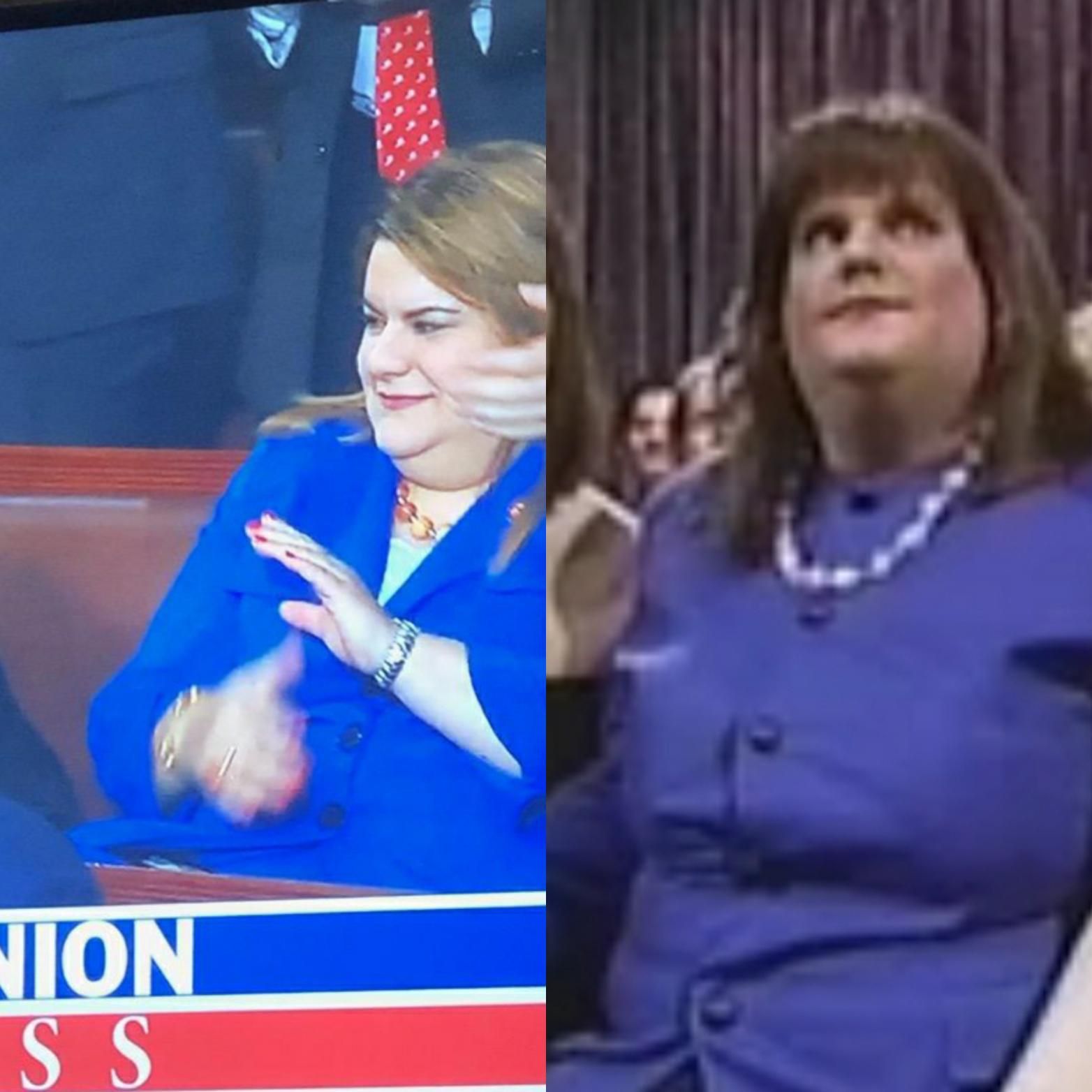 I was watching the State of the Union address, while I spotted the ghost of Chris Farley in the audience.