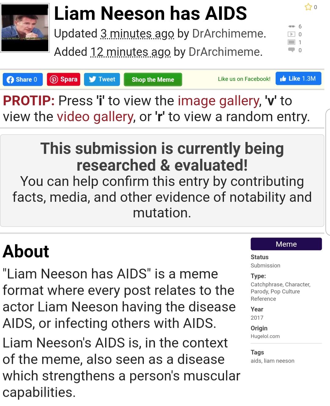 dotdotdot: We should add "Liam Neeson has AIDS" to Knowyourmeme. Me, an intellectual: