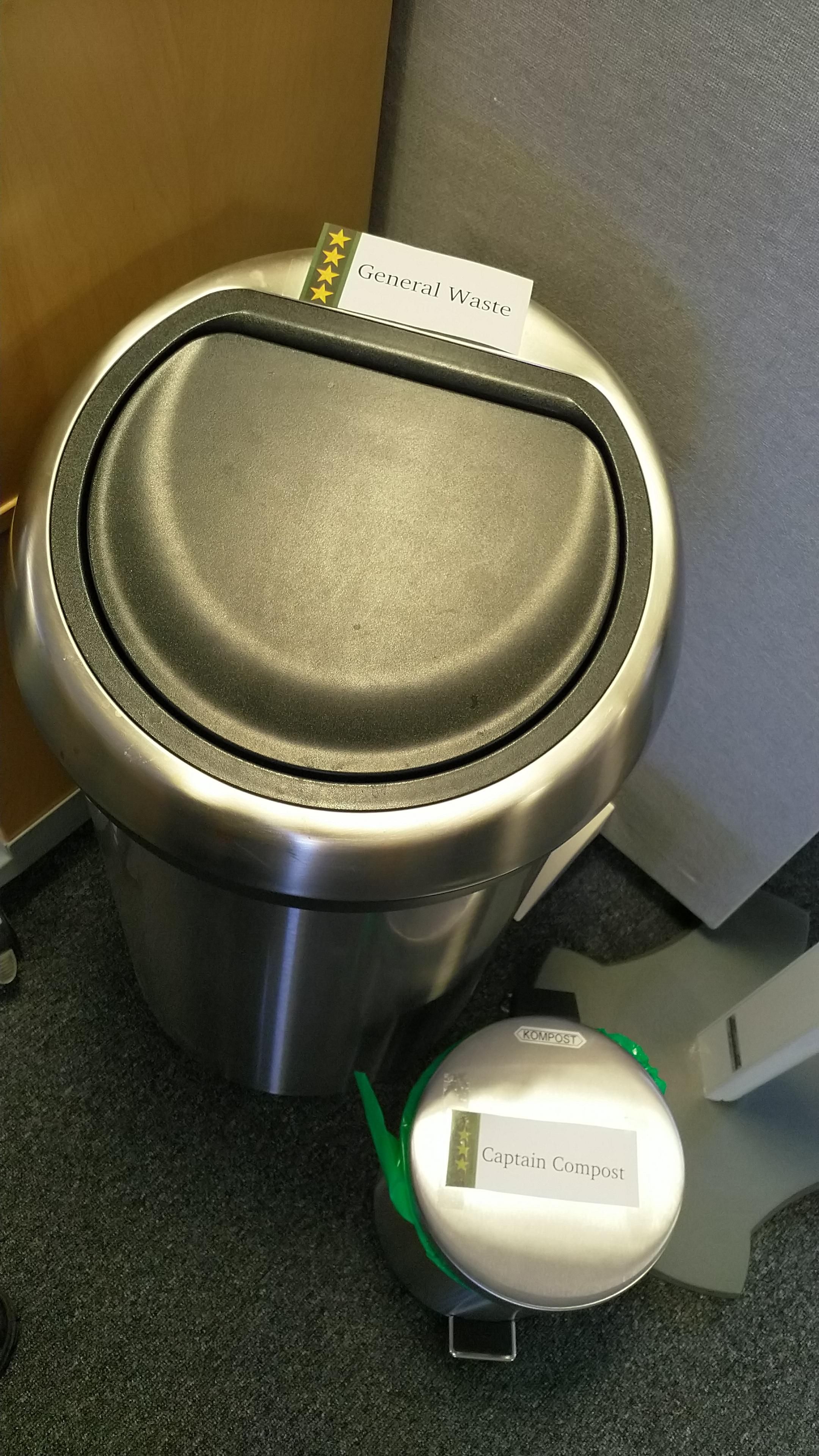 I relabeled the trash cans in the office.