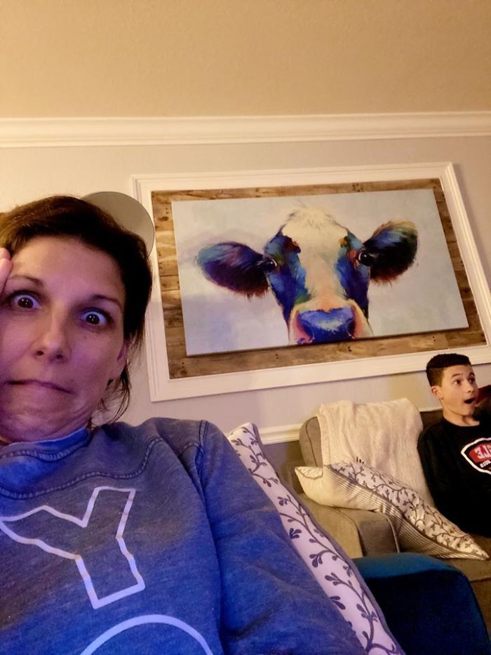 Mum posted this picture of her 14yo son's face while watching J.Lo at the super bowl.