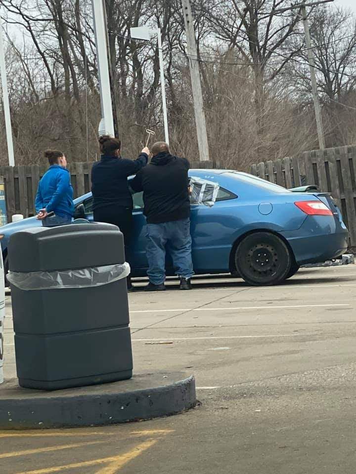 These people trying to retrieve keys locked in the car. They are missing their window of opportunity.