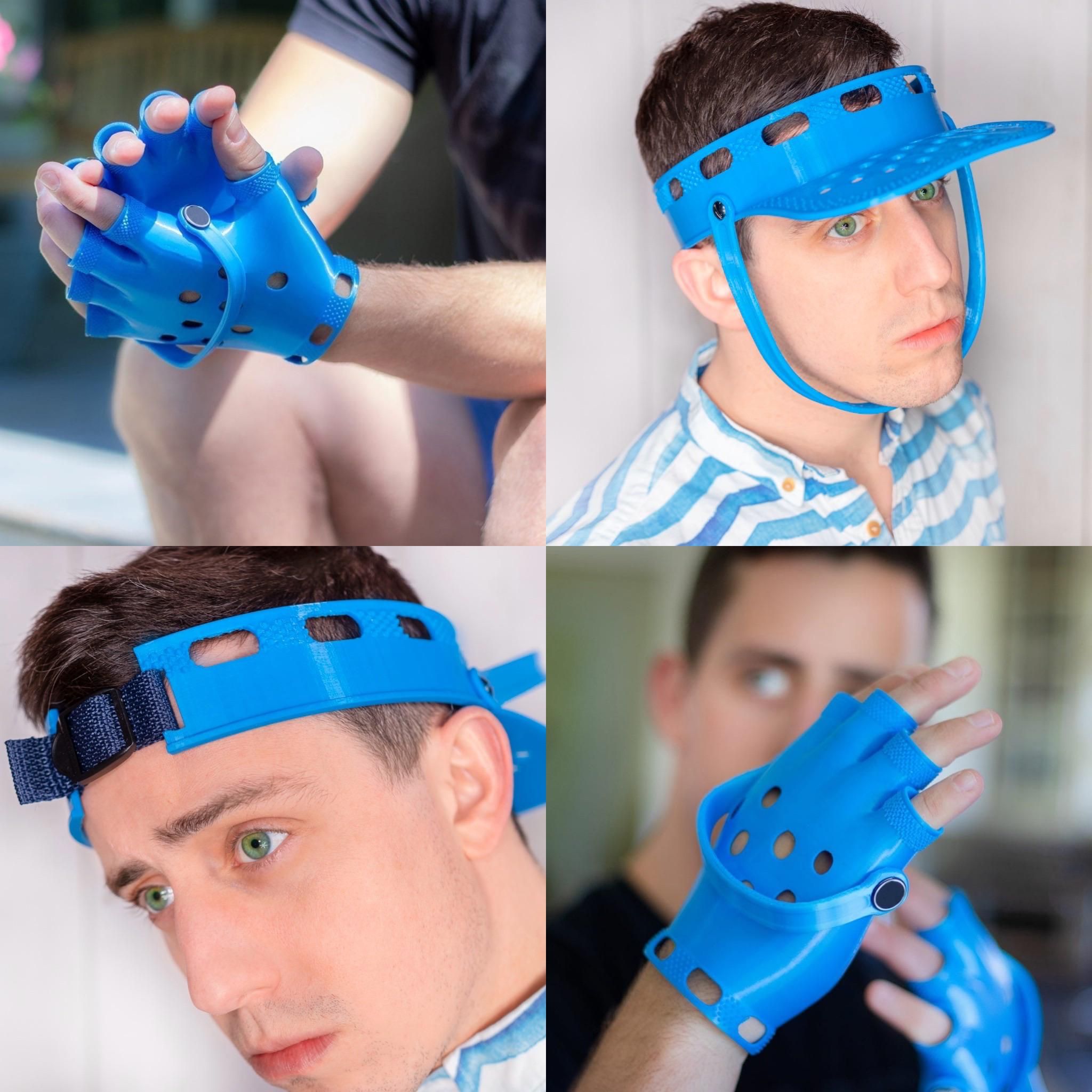 I enjoy designing fake products, so I created a visor inspired by these gloves I made.