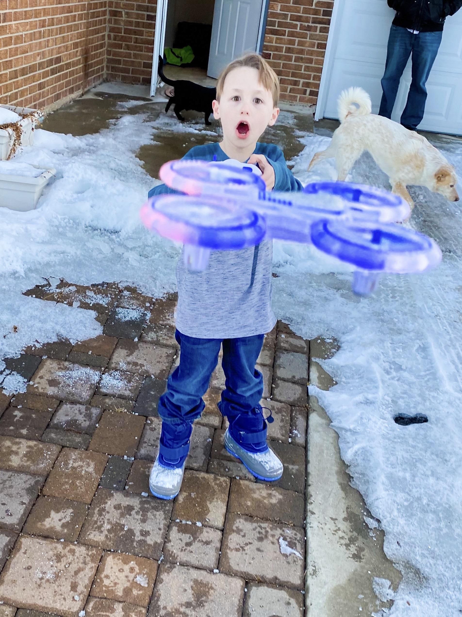 The moment before I was hit with my son’s new drone.