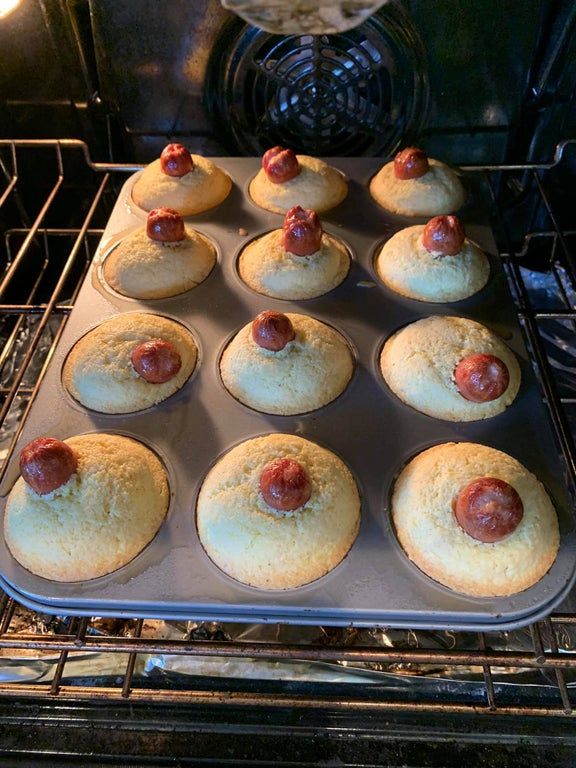 Tried to follow a pinterest recipe for corndog muffins. They did not turn out as planned.