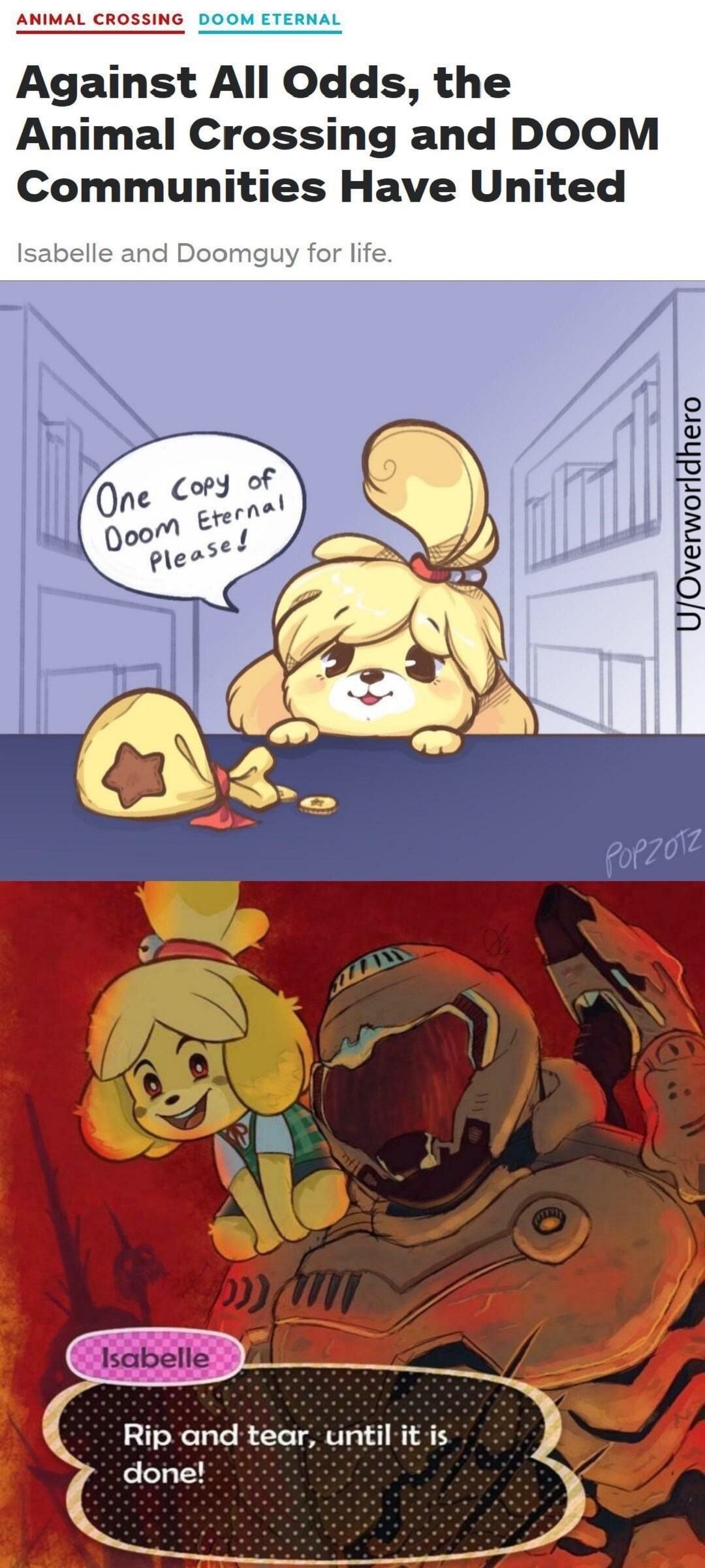 Isabelle as a playable character in the new DOOM