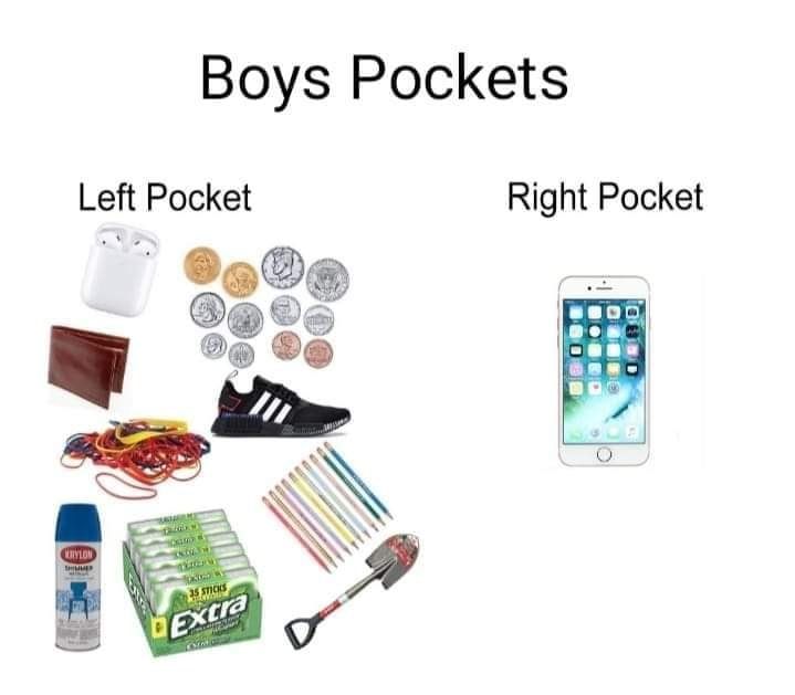 don't forget about the back pockets, the pocket(s) in your hoodie and the 5 pockets on your jacket