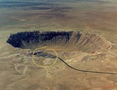 Look how close the meteor came to taking out the visitor center!