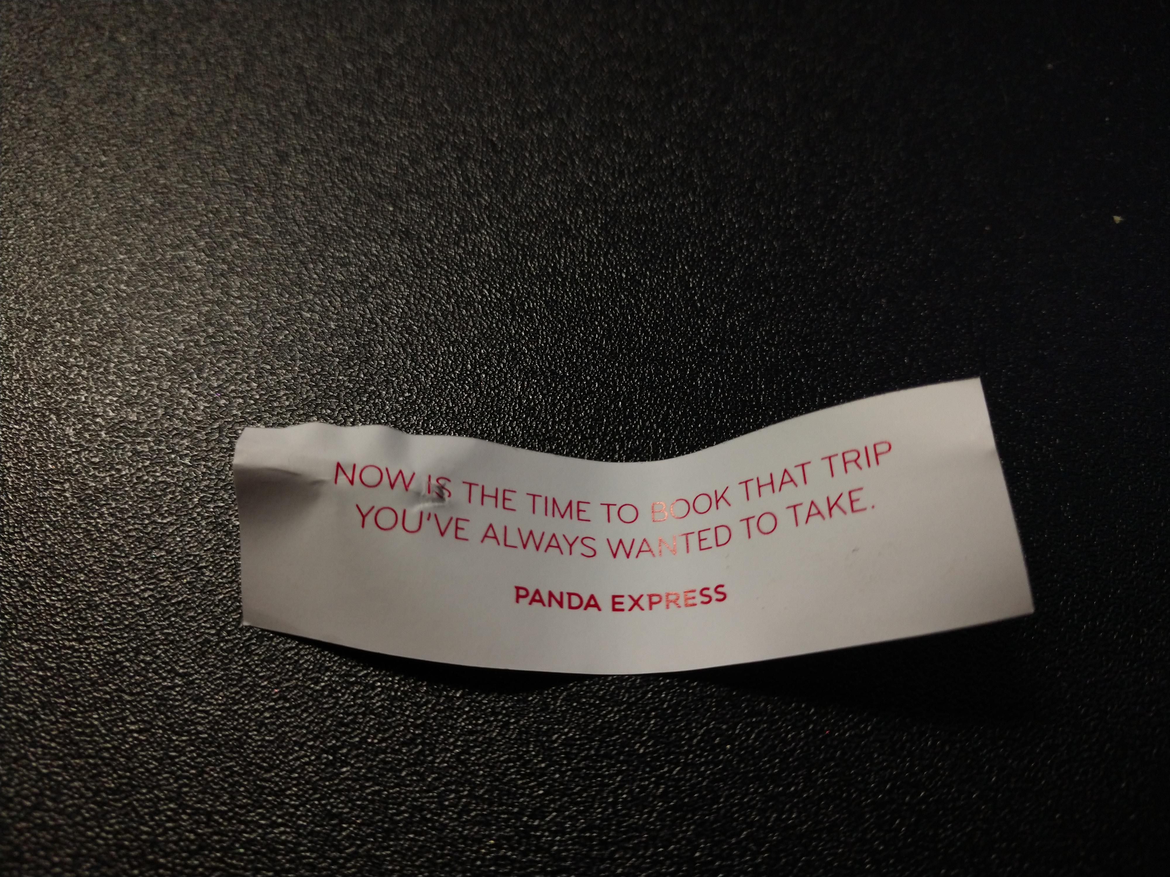 some excellent, timely advice from Panda Express.