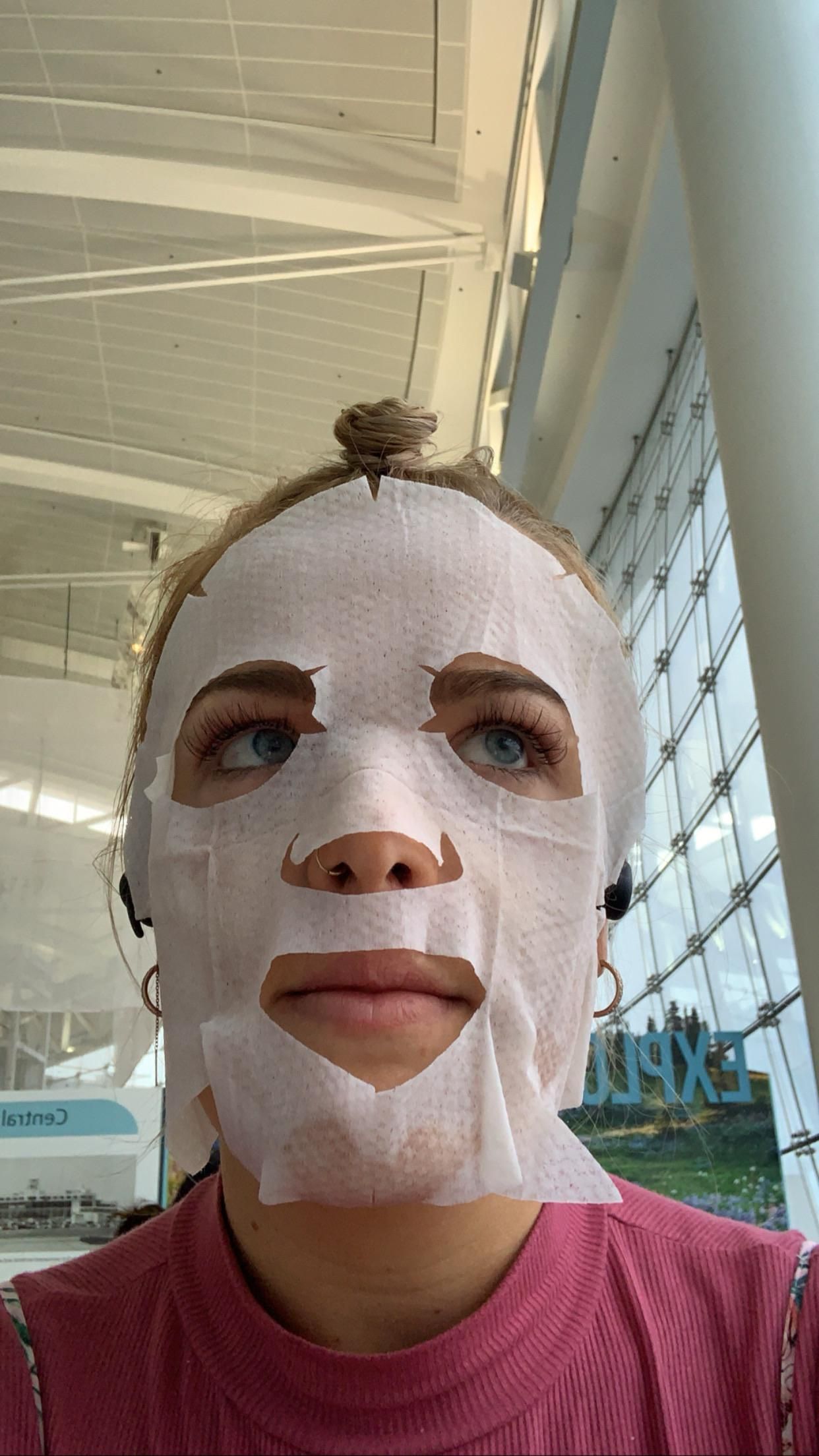 Heard we’re all supposed to wear masks at the airport. I don’t really know how this is gonna help but my skin feels great