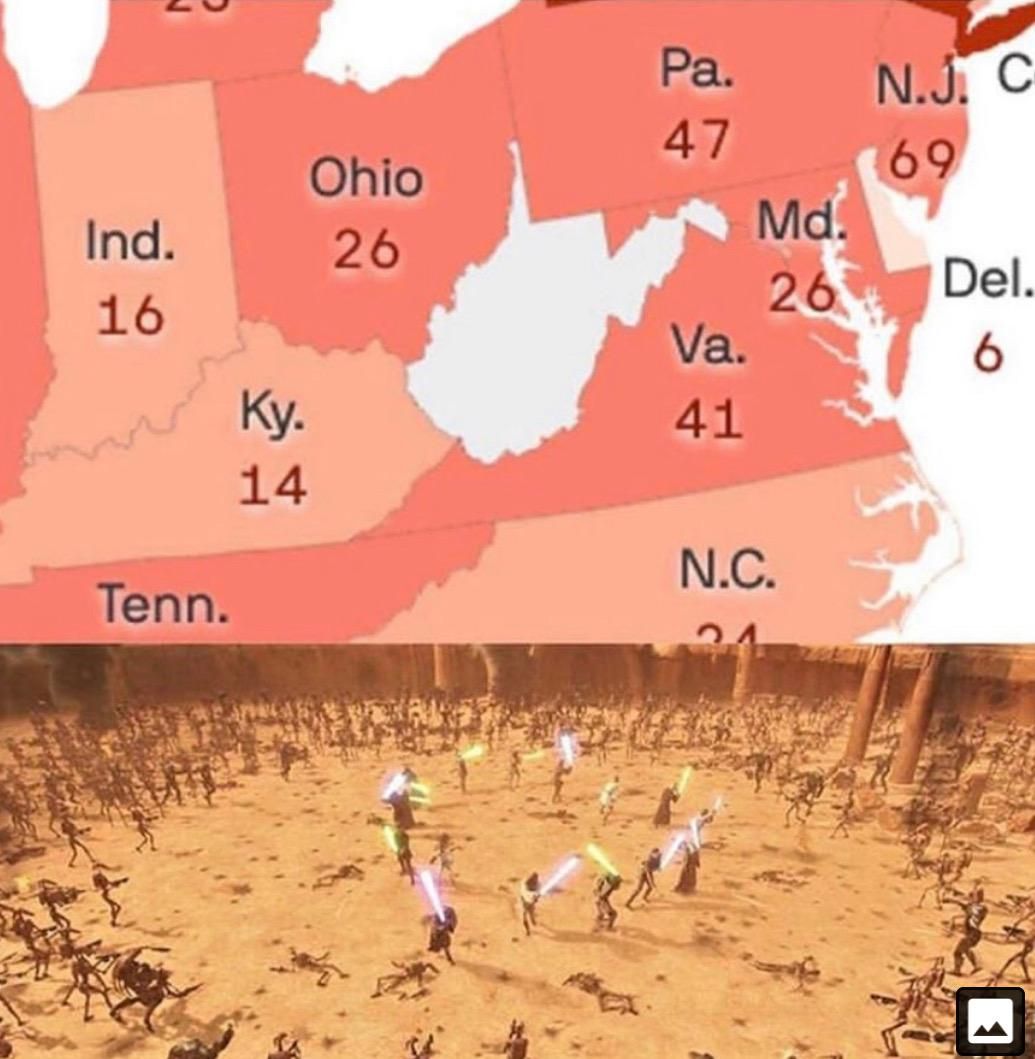 West Virginia being surrounded by the Coronavirus
