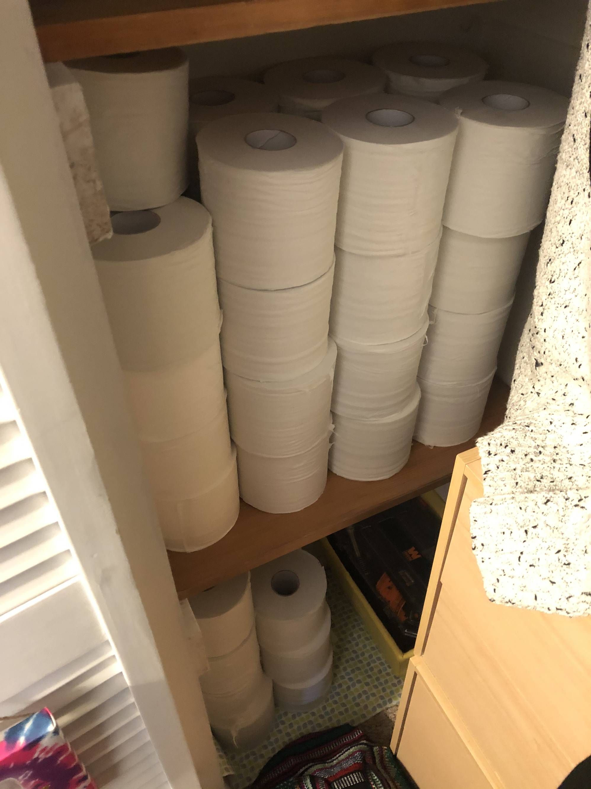 My company makes toilet paper, my coworkers laughed at me for taking home a damaged box of 96 rolls, whose laughing now!?