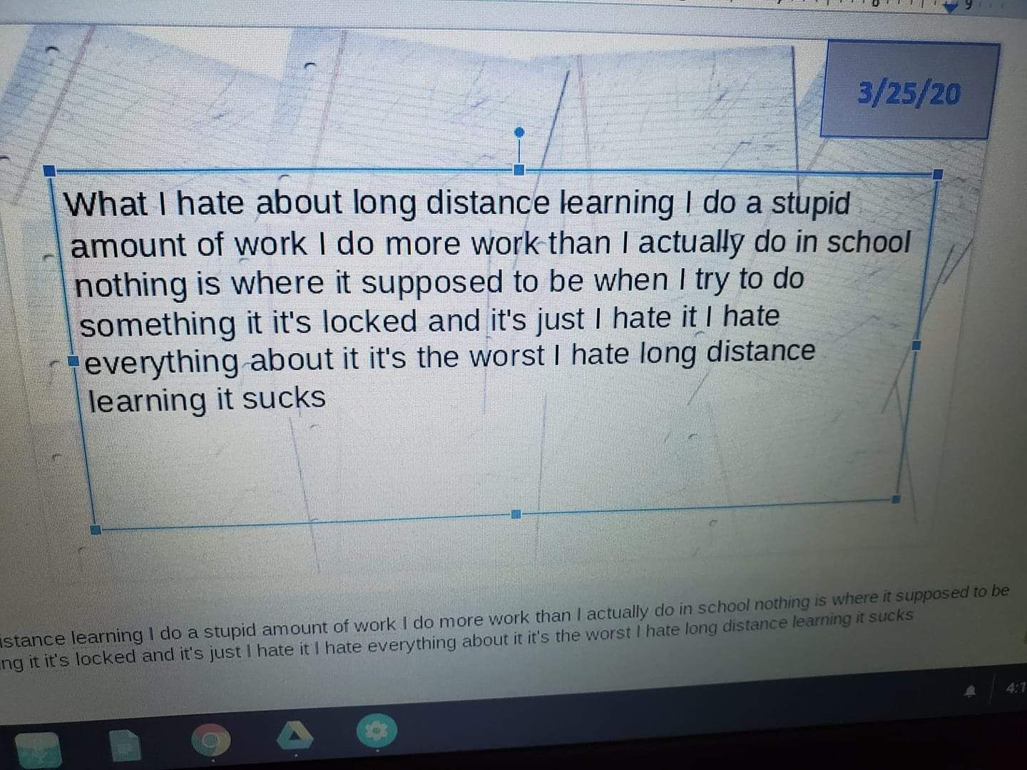 Long Distance Learning according to an 8 year old
