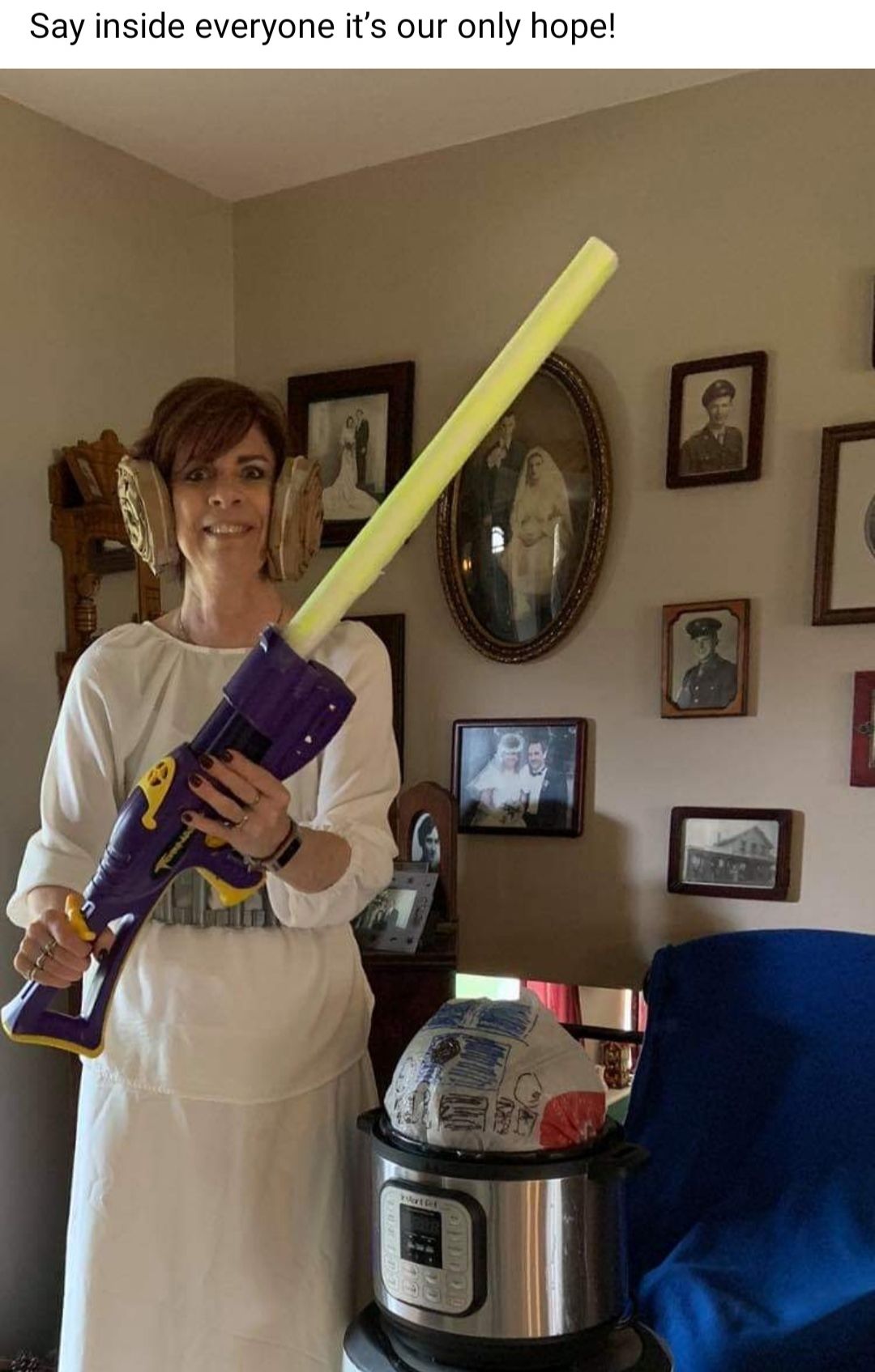 As my mom slowly succumbs to quarantine insanity, I thought I'd share the photos she sends to me daily. First up, some starwars fan service. Will post daily as she sends me more.