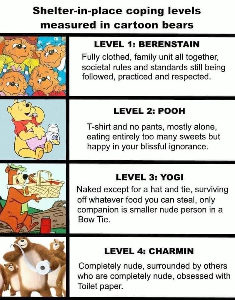 Shelter-in-place coping levels measured in cartoon bears
