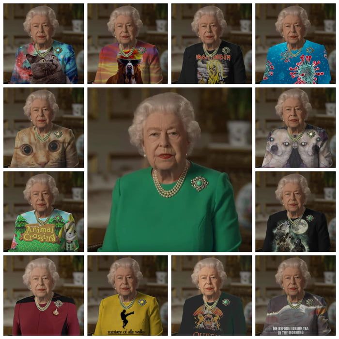 The queen's outfit used as a green screen