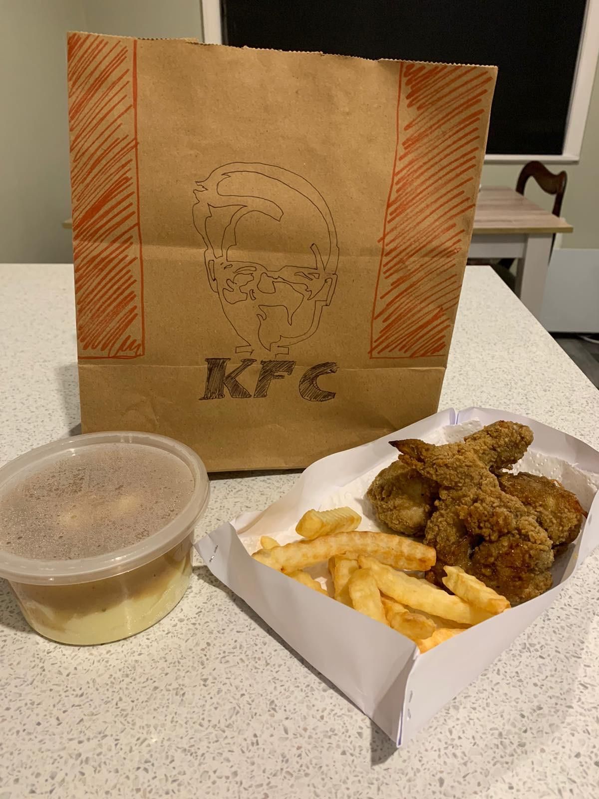 Sister made “KFC” since all takeaway stores are closed.