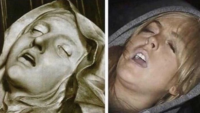 The Ecstasy of St. Teresa By Gian Lorenzo Bernini/ Lindsay Lohan passed out after a night of partying