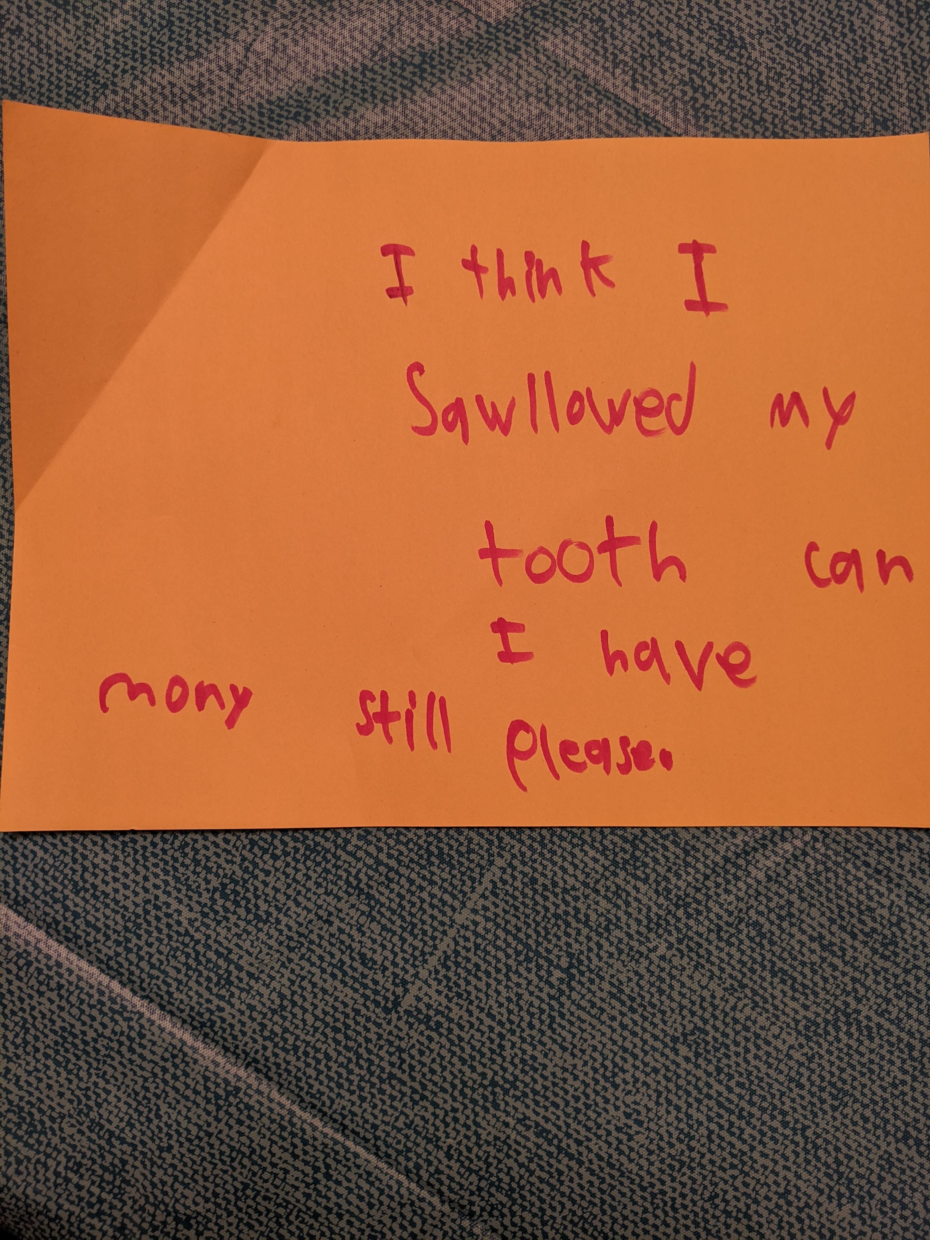 So my 8yo lost a tooth today...