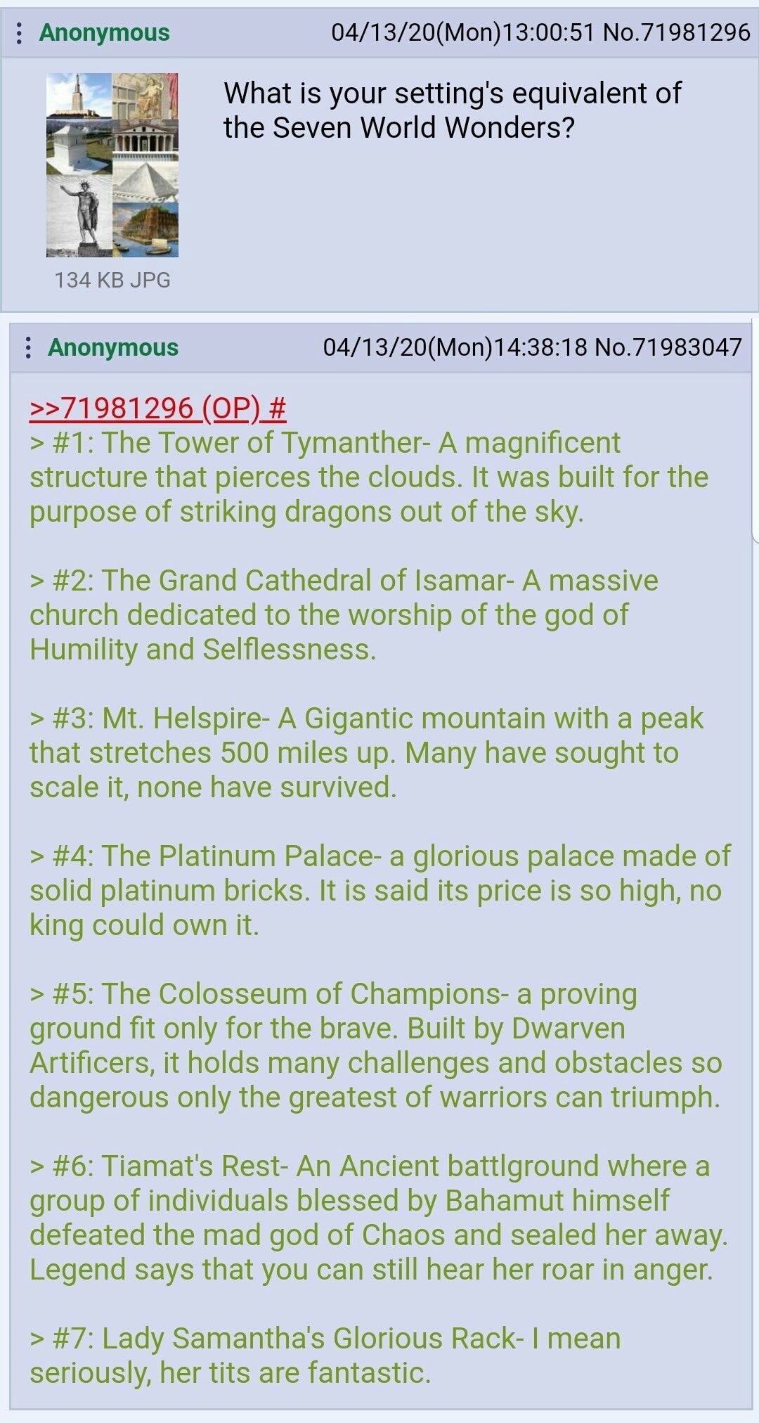 Anon and the seven wonders