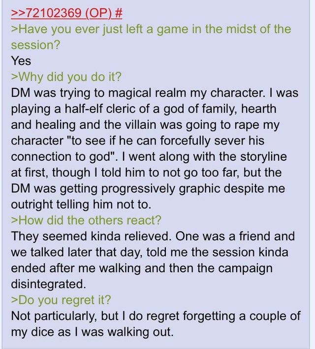 Anon on leaving a session early