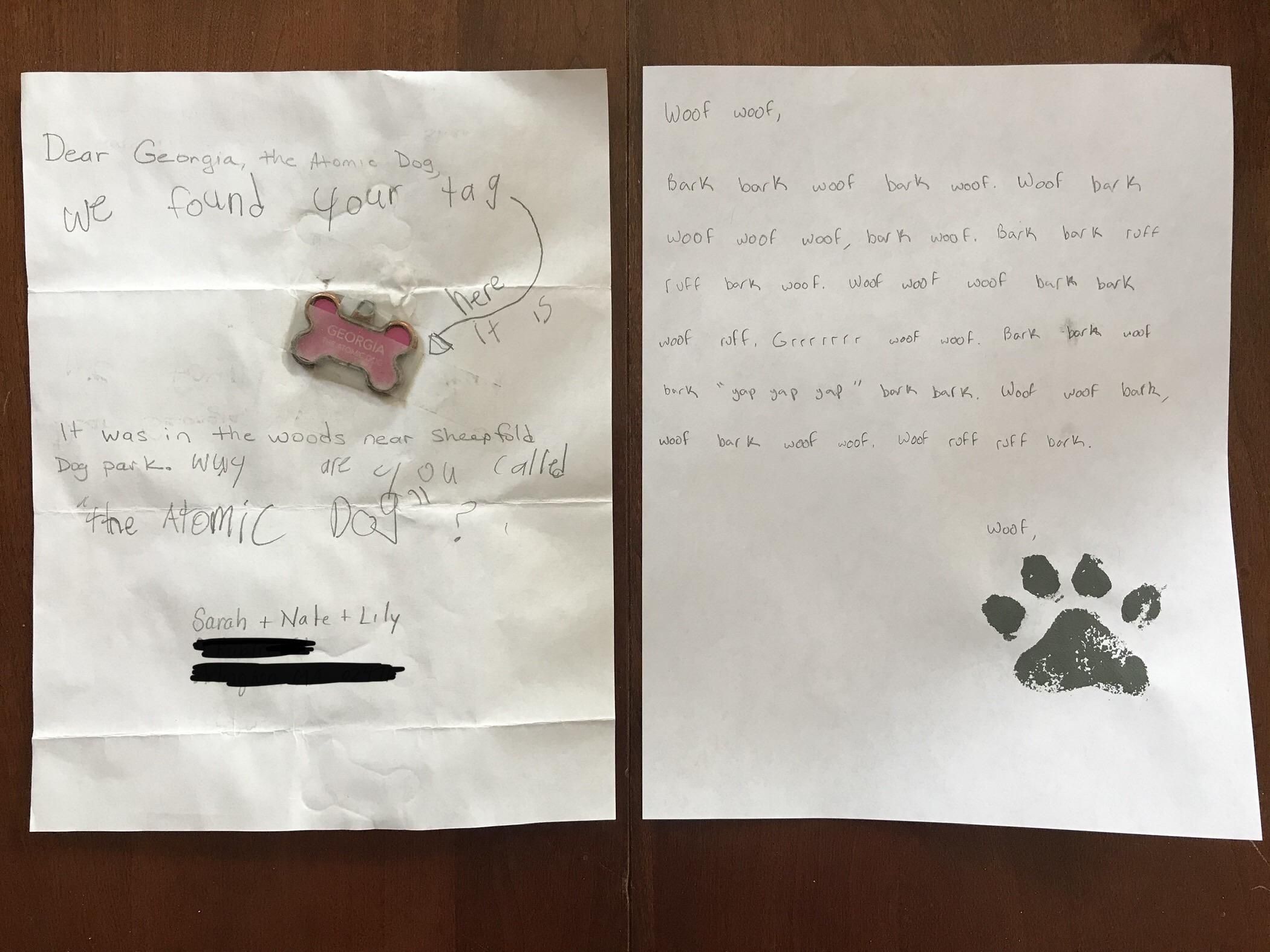 Received an interesting letter in the mail. Georgia must have been a previous tenant’s dog, so I responded in the only way I could...