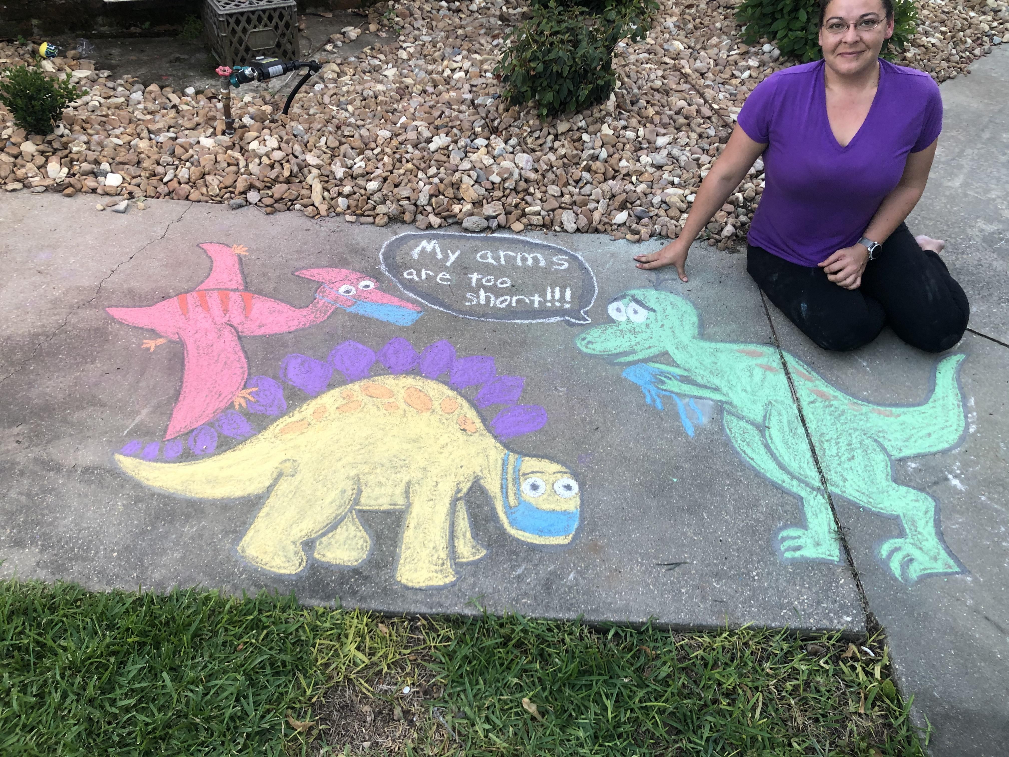 My company did a sidewalk chalk contest for managers while working from home during quarantine. This is my submission.