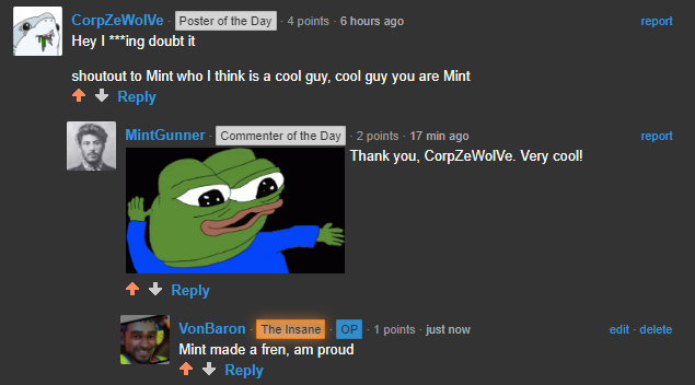 Mint made new fren, am proud