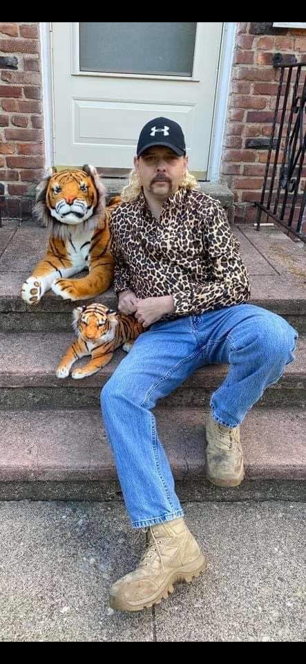 My friend's coworker dressed up as Joe Exotic and its SPOT on.