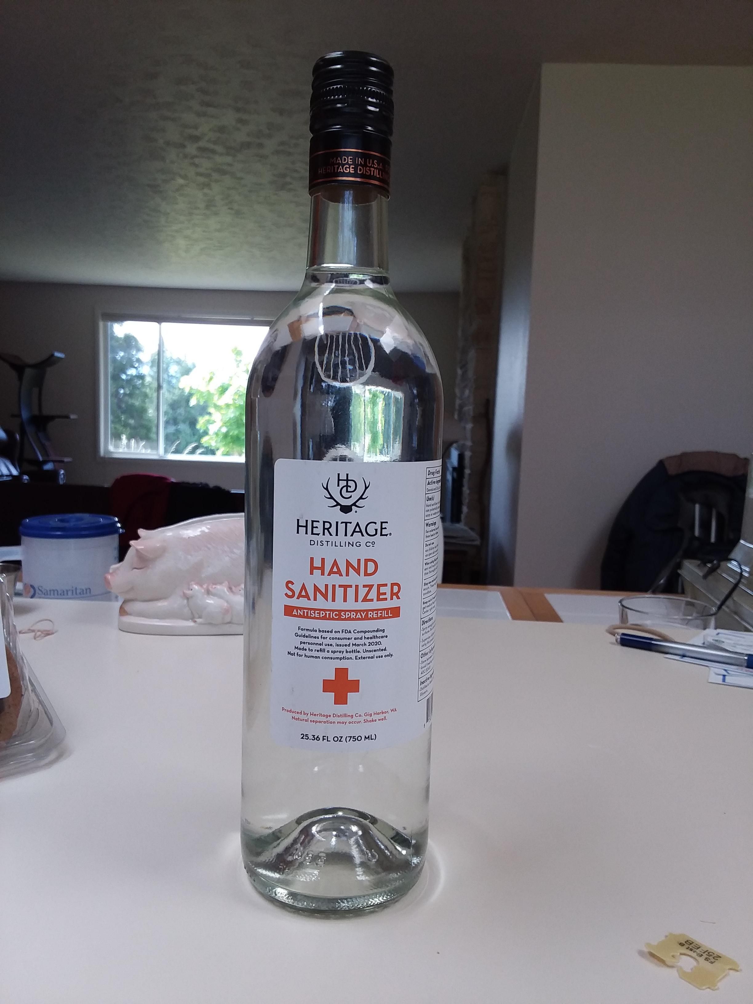 The local distillery is making hand sanitizer, but they've only got one kind of bottle...