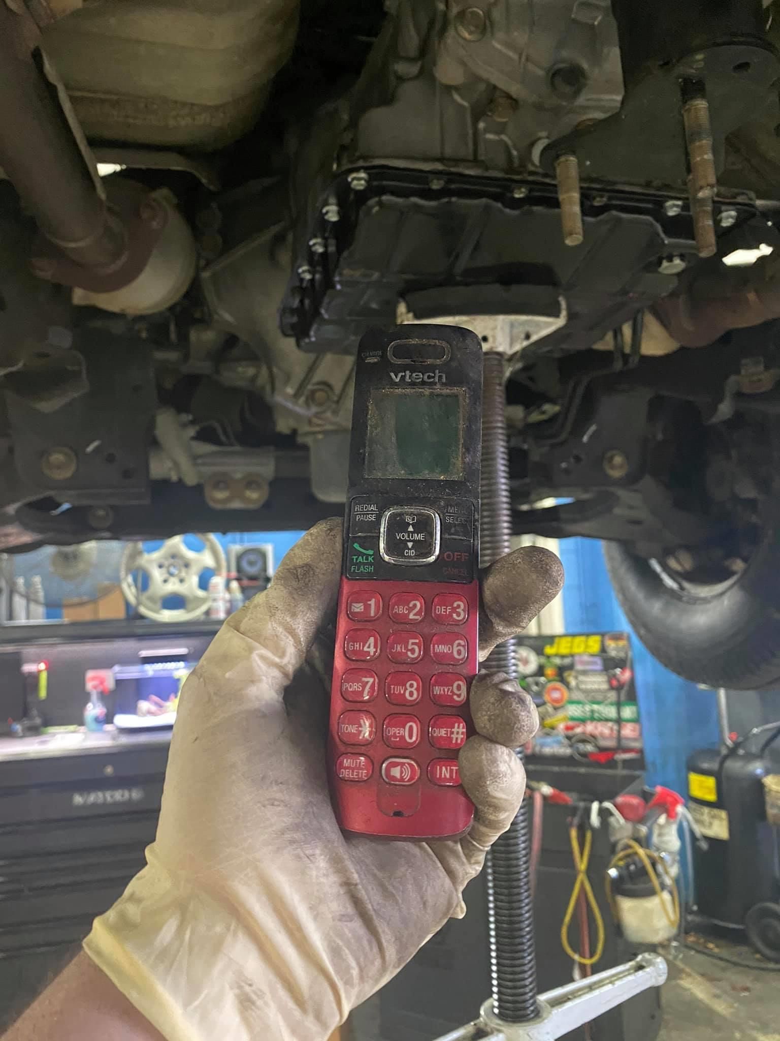 Hello? Is this the shop that previously worked on this Nissan and left half the bolts out of the subframe, trans pan, and loose mounts? Yeah just wanted to let you know I found your phone.