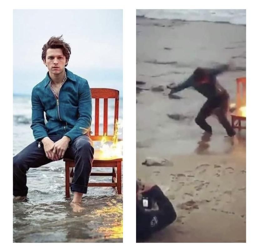 Tom Holland trying time have a serious photo shoot