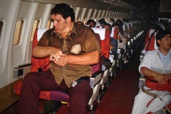 Andre the Giant in economy class