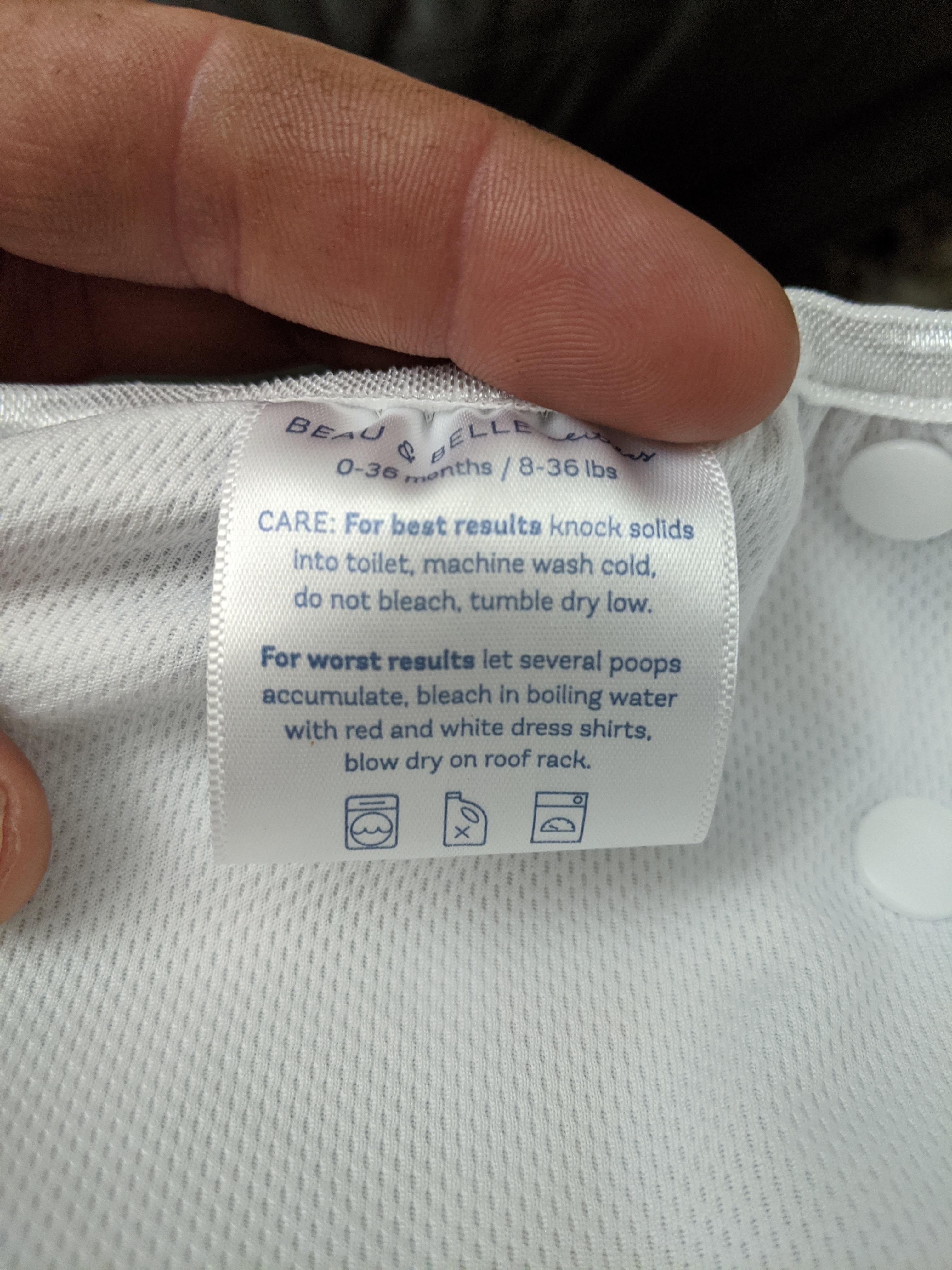 The tag on my son's swim bottoms.