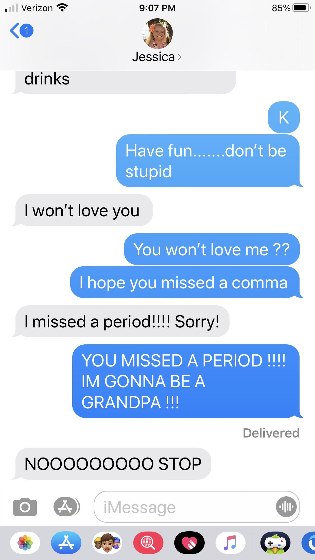 My text conversation with my 23 year old daughter