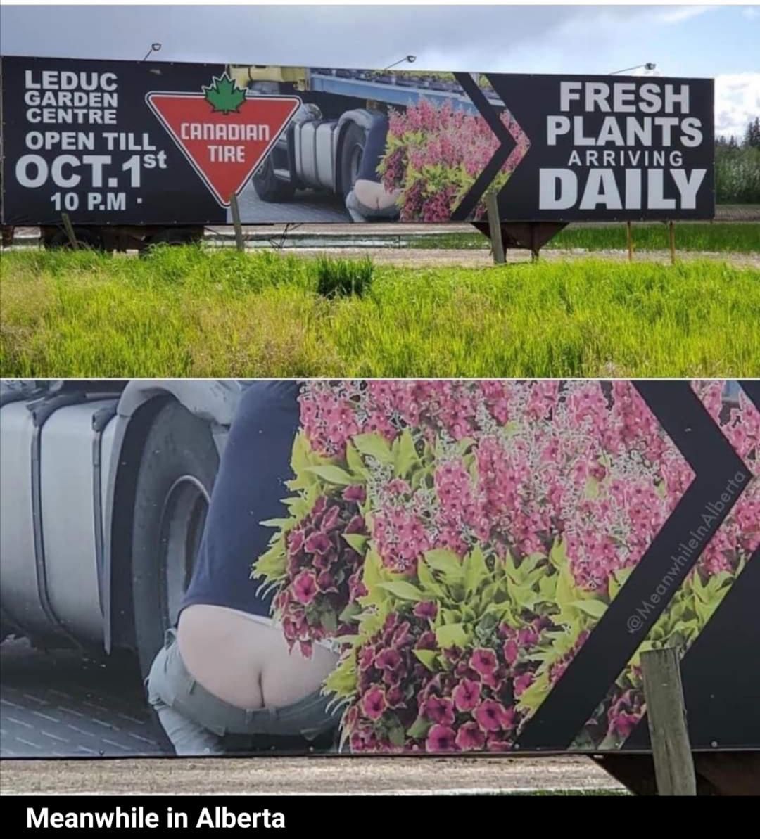 An actual Canadian Tire billboard in Leduc Alberta