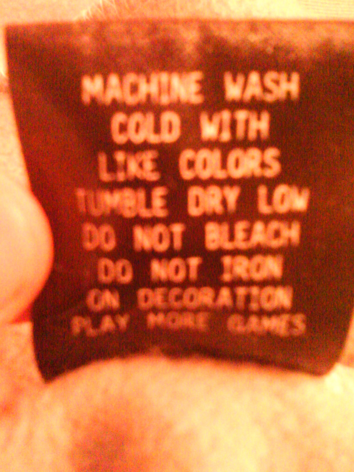 Found this on my portal 2 Hoodie Washing instructions