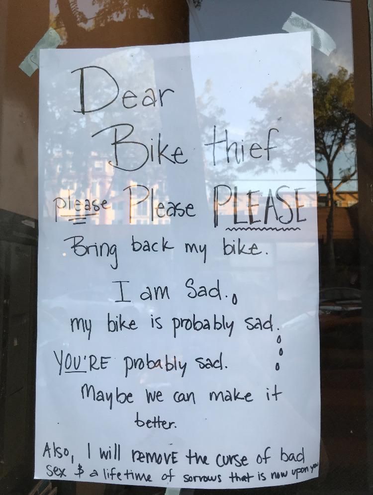 Dear bike thief...
