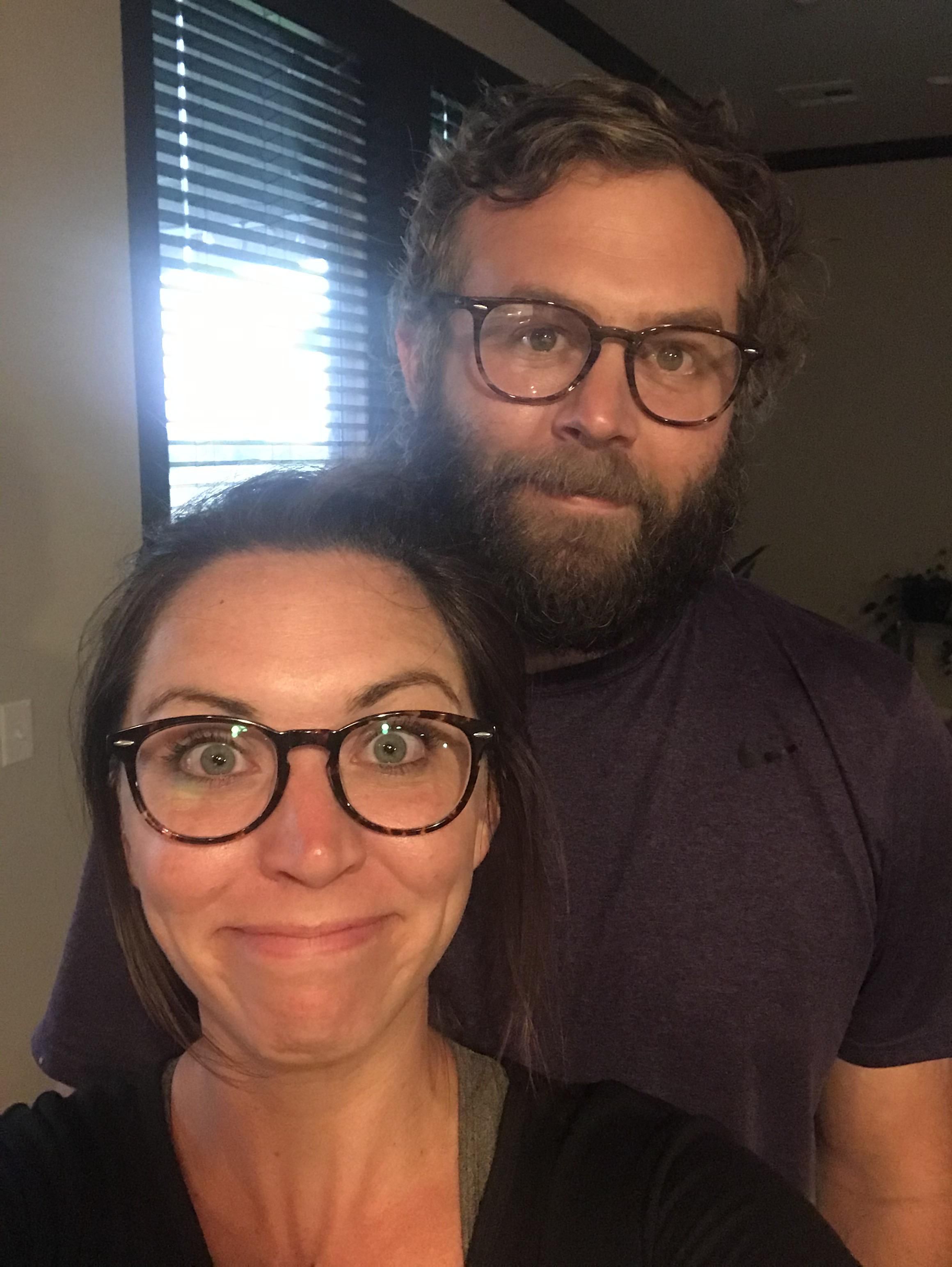 Husband and I both ordered new glasses. They arrived today. Turns out we both have great taste.