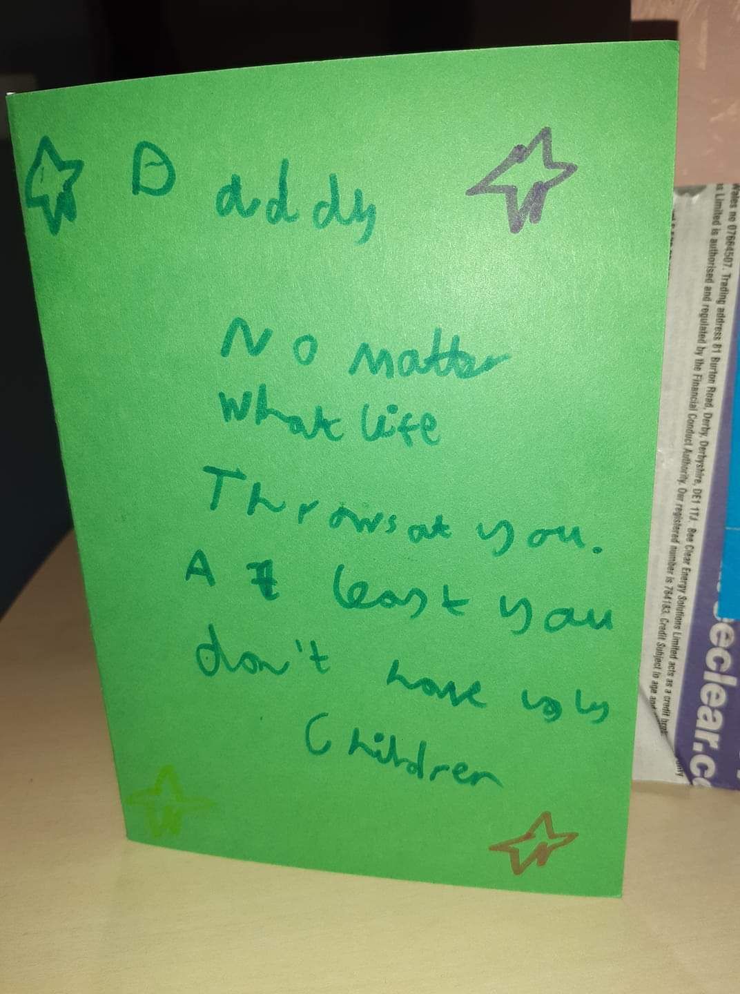 My dad showed me this card he got from my very modest little brother for Father's Day.