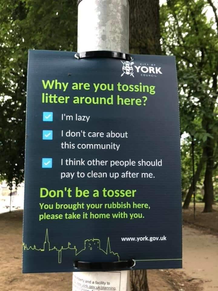 This litter sign in England.