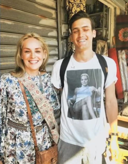 This bro bumped into Sharon Stone while wearing a 'Basic Instinct' t-shirt.