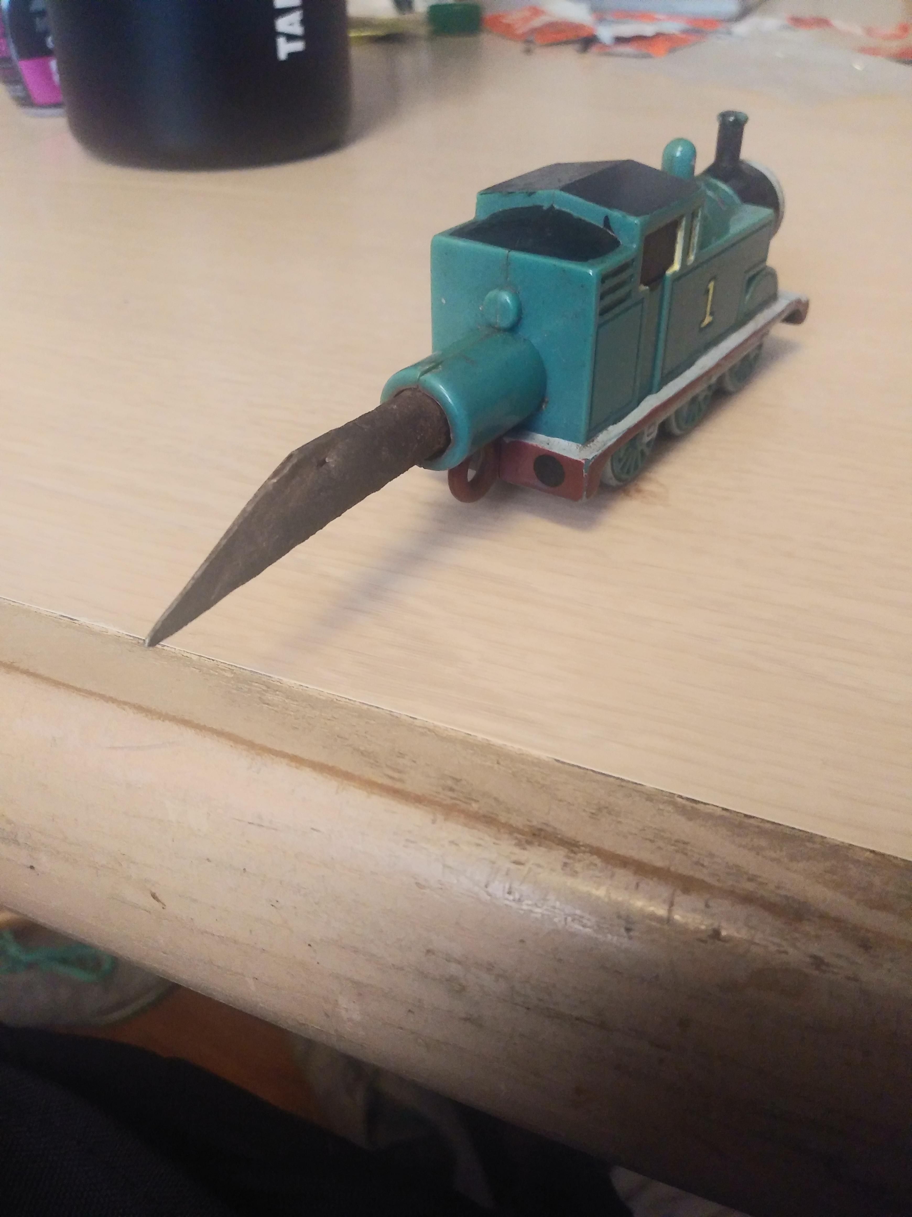 Moving present from my friend, this monstrocity is named Thomas the Shank Engine.