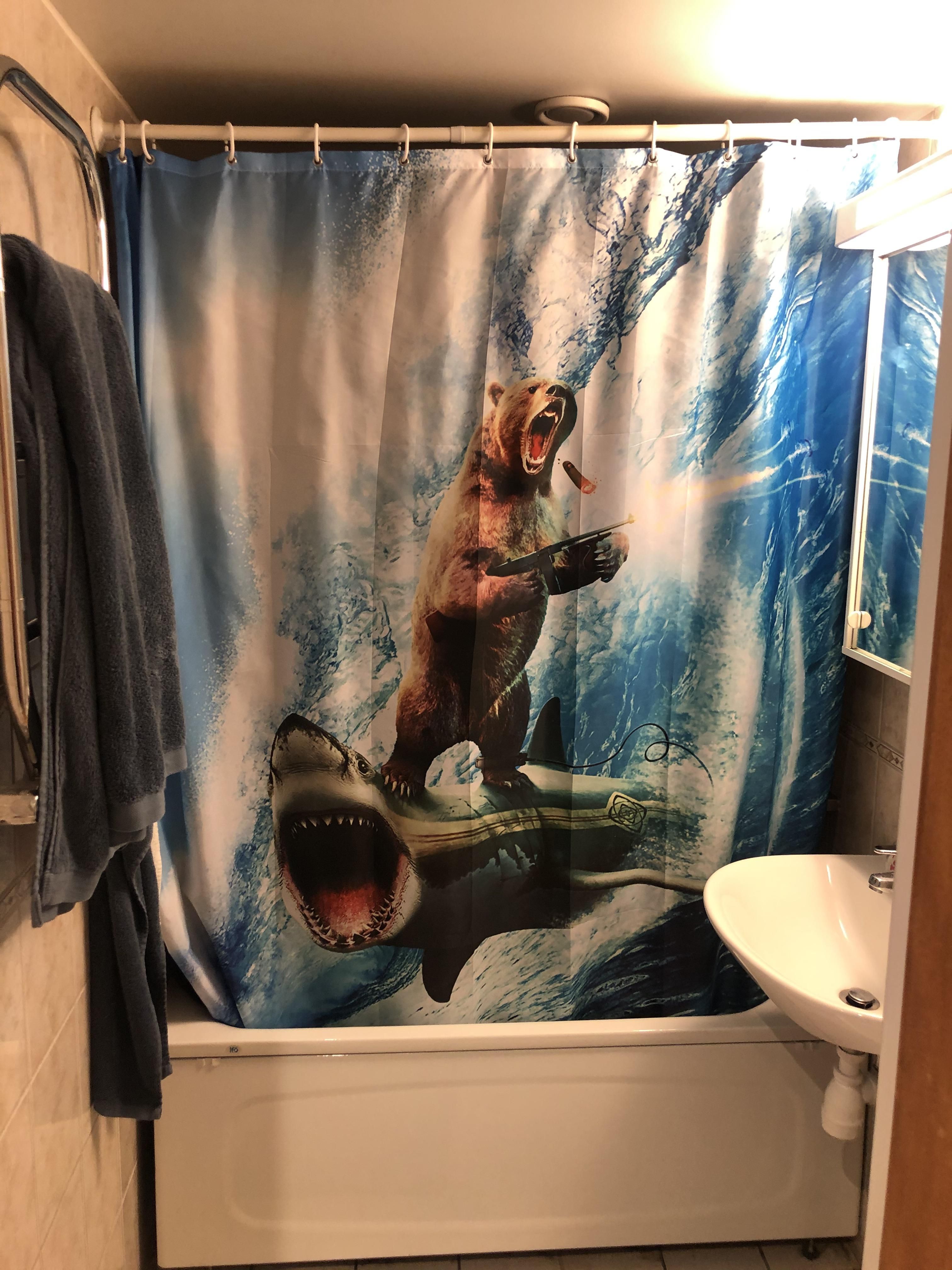 Apparently you guys like shower curtains, so here’s mine. You’re welcome.