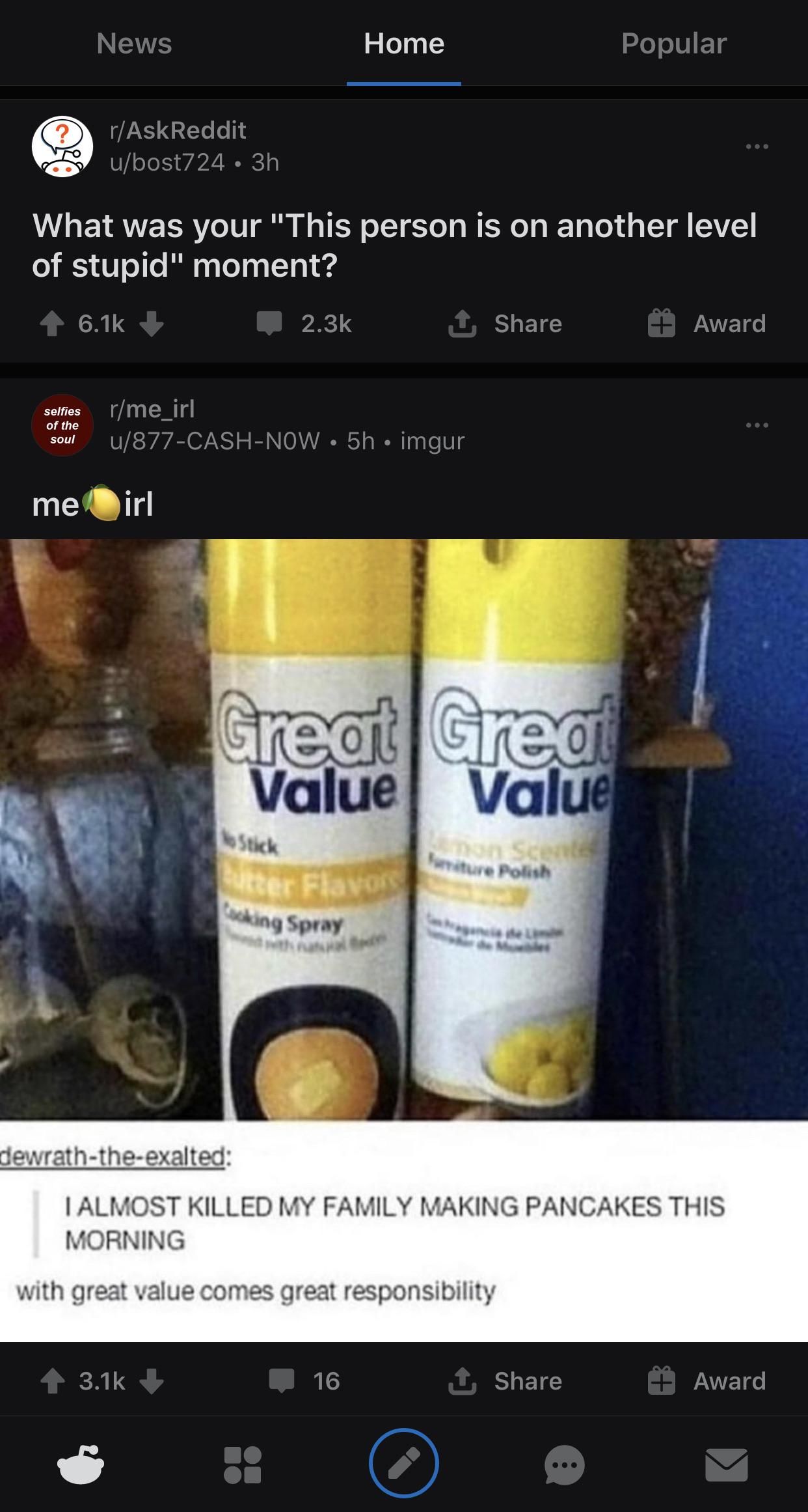 These posts that are right next to each other. Made me laugh at least.