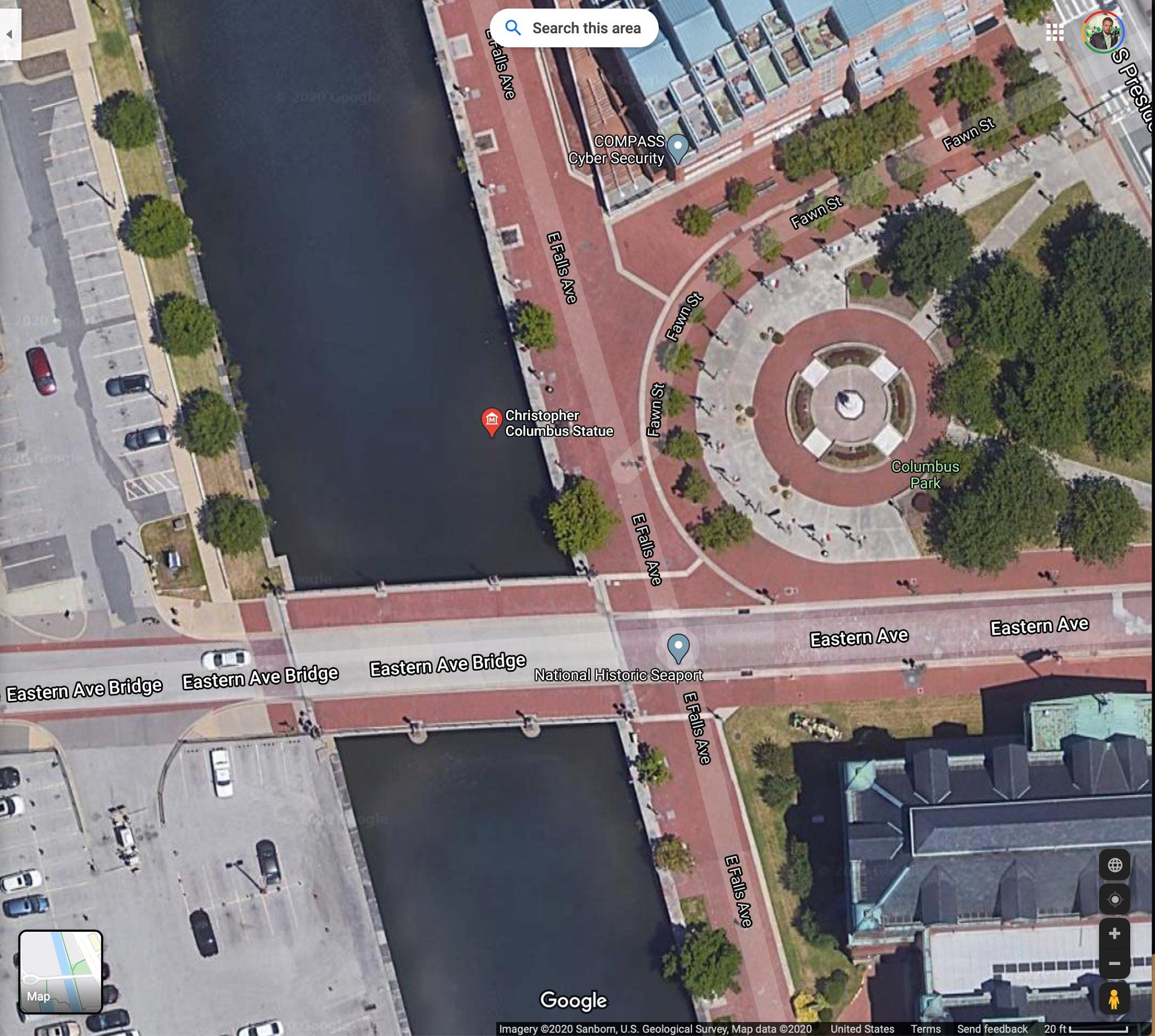 Google Maps now has Baltimore's Christopher Columbus statue pinned in the harbor.