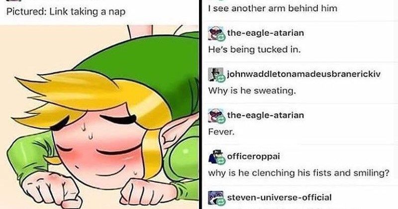 He's dreaming of... Zelda...