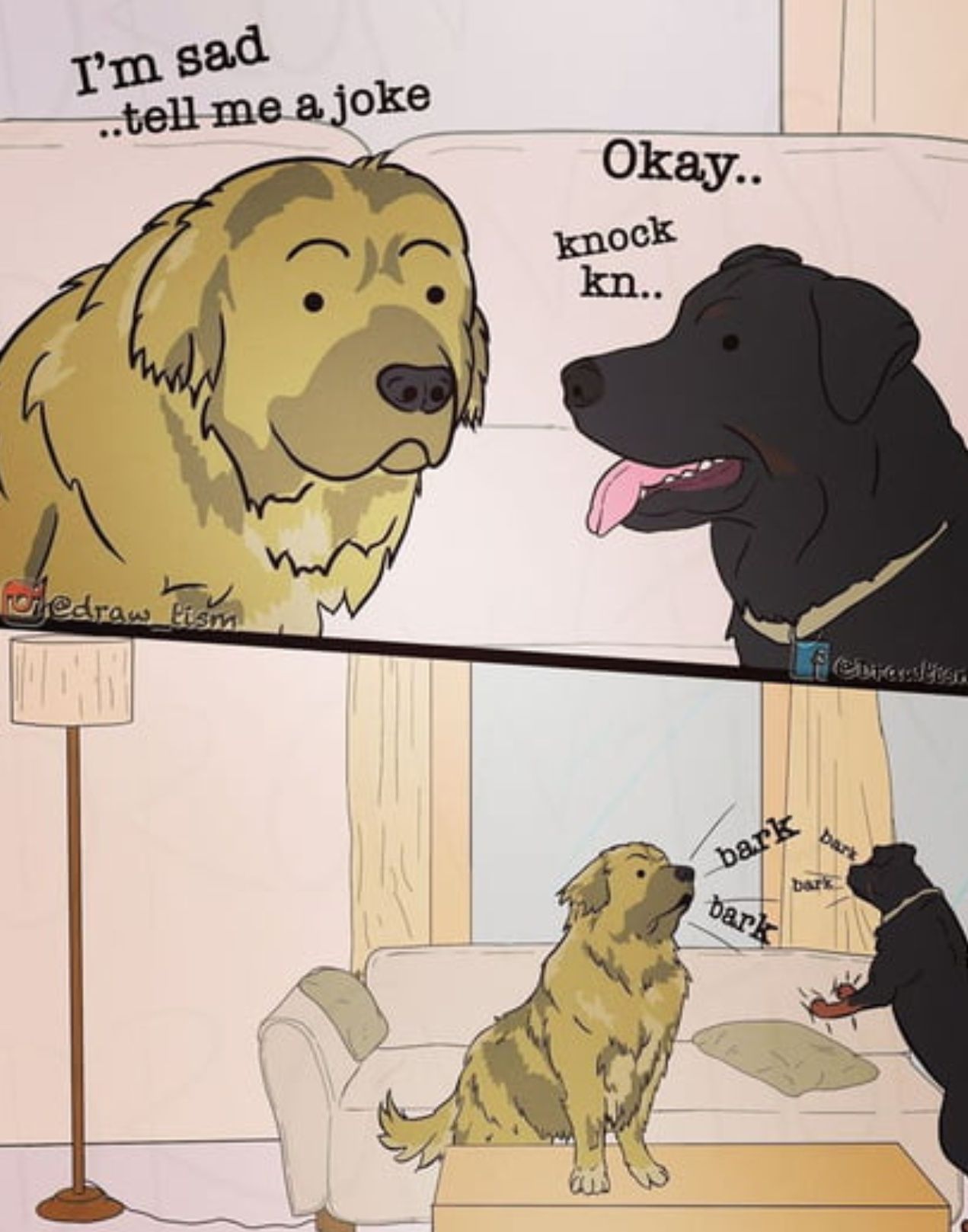 When dogs tell a joke