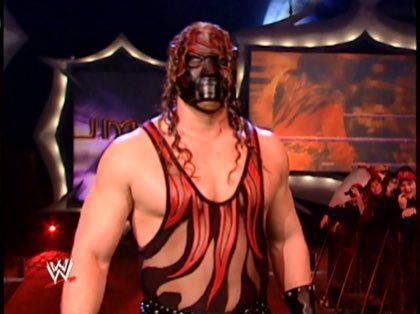 In the 2001 Royal Rumble, Kane wore a mask for 54 minutes and eliminated 11 people. You can wear one to Aldi.
