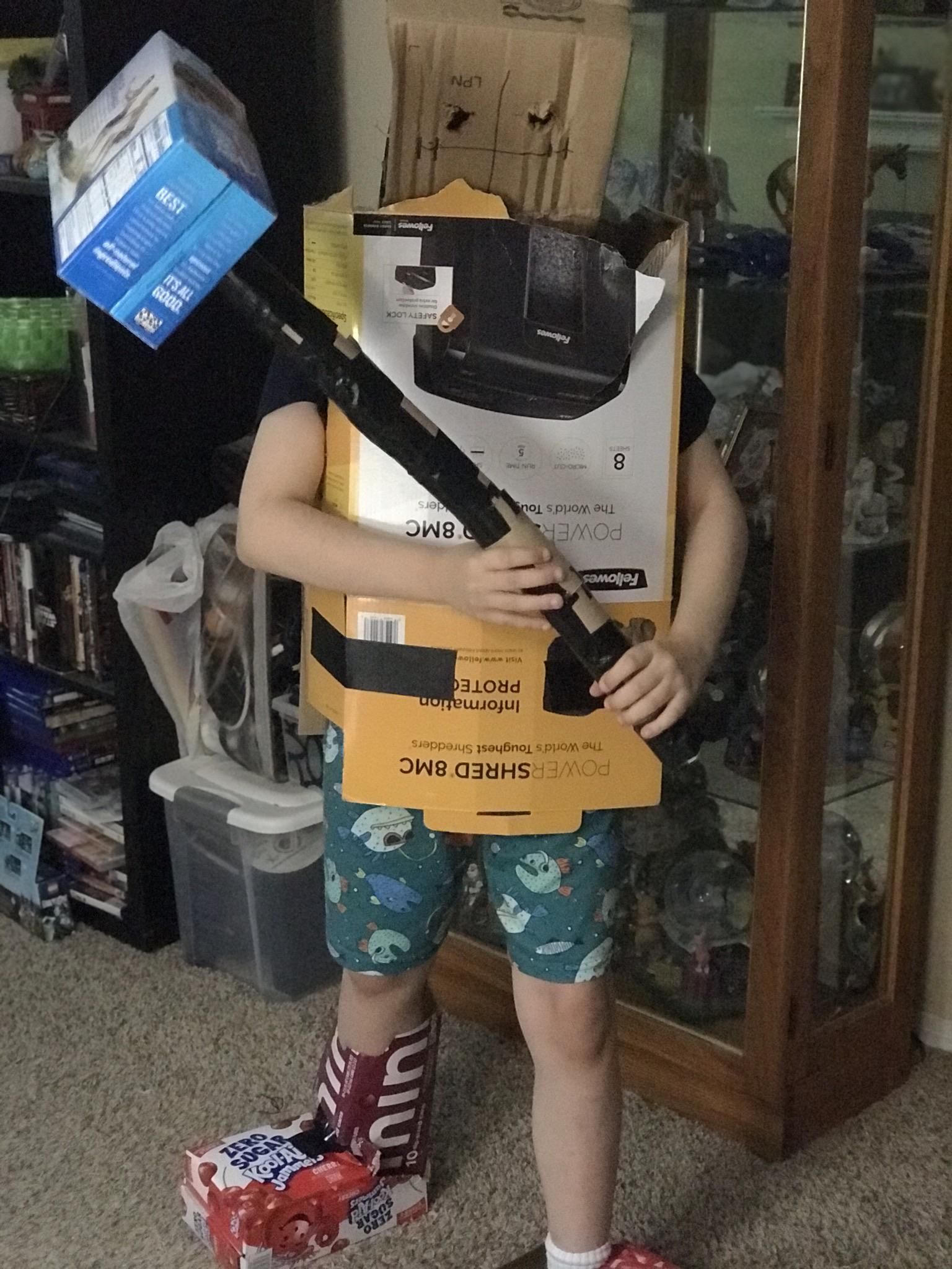 My 10yo son wanted me to share with all of you the suit of armor he’s been constructing.